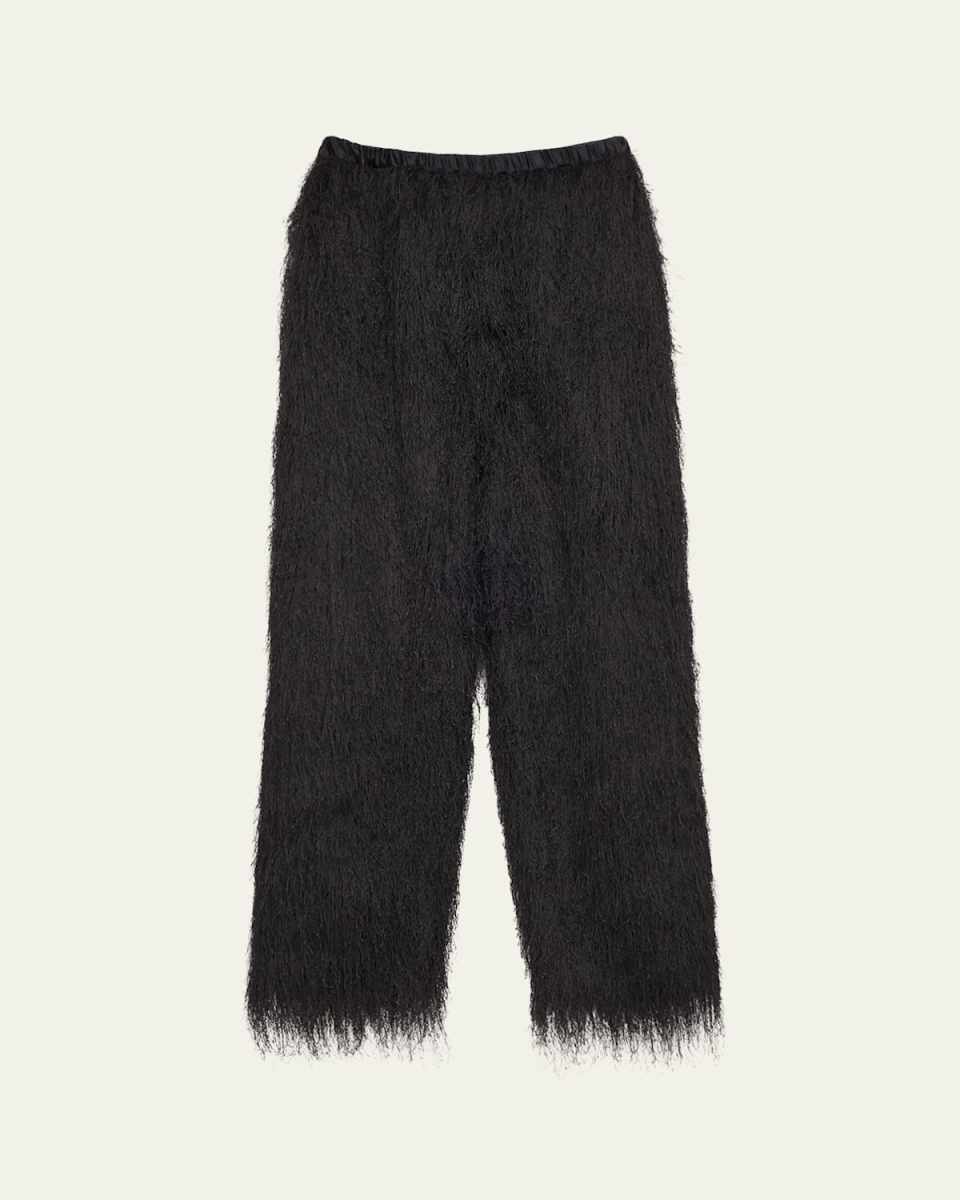 Reed Fringed Straight-Leg Pull-On Pants